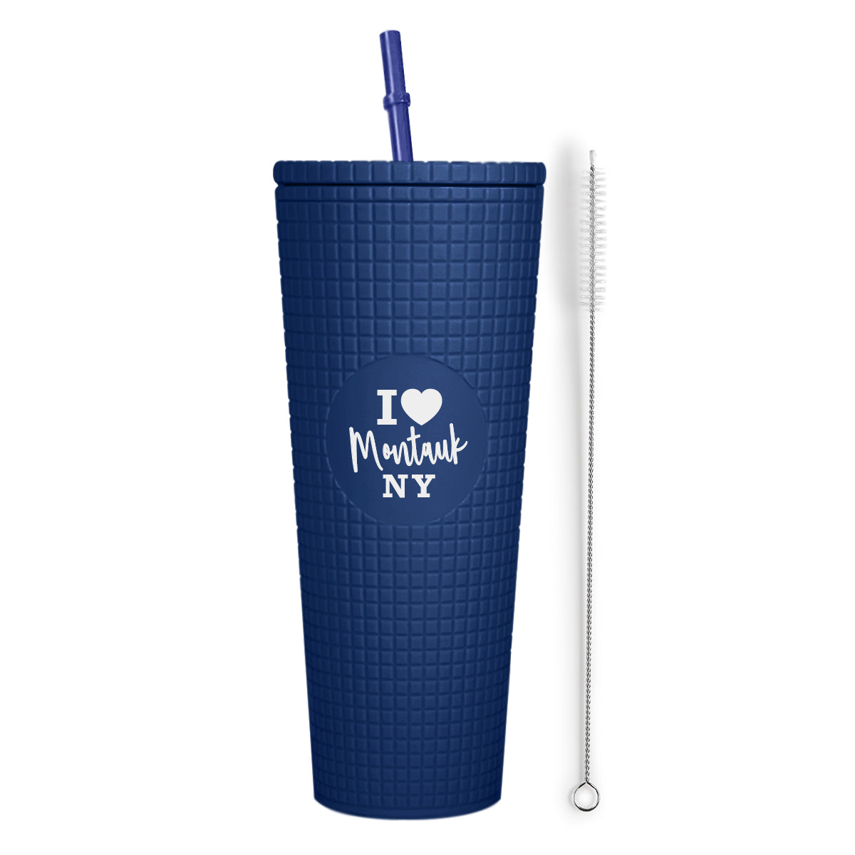Montauk Matte Navy Insulated Stainless Steel Tumbler Mug with Lid and Straw