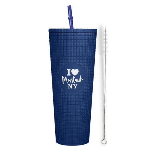 Montauk Matte Navy Insulated Stainless Steel Tumbler Mug with Lid and Straw