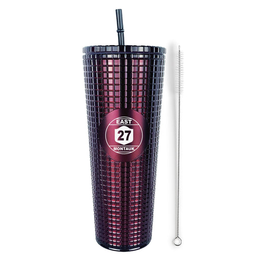 Montauk Merry Red Insulated Stainless Steel Tumbler Mug with Lid and Straw
