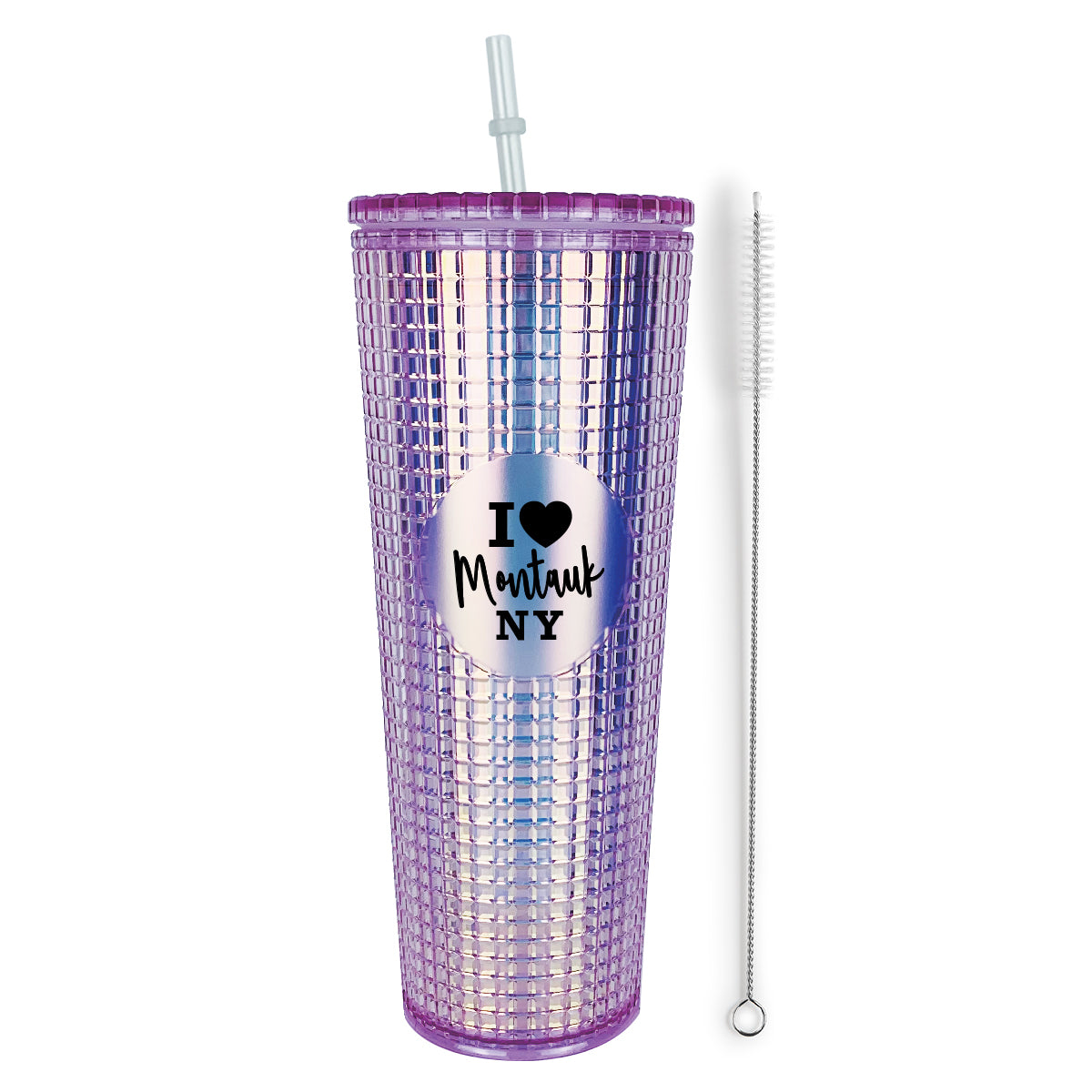 Montauk Pink Insulated Stainless Steel Tumbler Mug with Lid and Straw