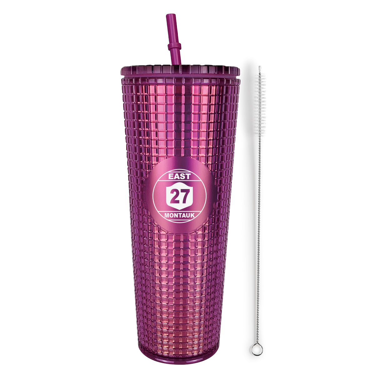 Montauk Purple Red Insulated Stainless Steel Tumbler Mug with Lid and Straw