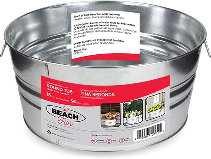 BeachFun Galvanized Round Steel Ice Bucket for Parties Beer Beverage Tub with Carry Handles