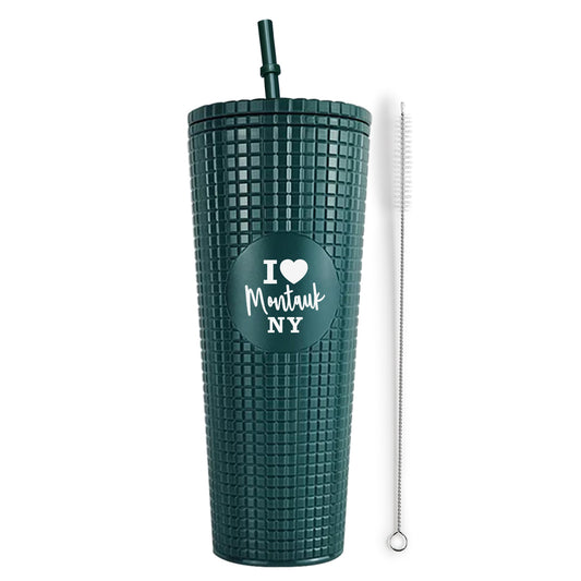 Montauk Bright Green Insulated Stainless Steel Tumbler Mug with Lid and Straw