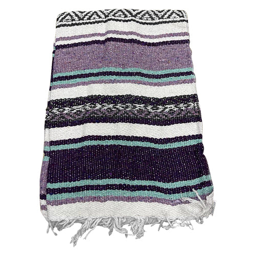 Mexican Handwoven Multicolor Striped Blanket for Outdoor Beach Picnic Couch Mat
