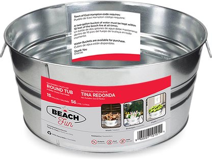 BeachFun Galvanized Round Steel Ice Bucket for Parties Beer Beverage Tub with Carry Handles